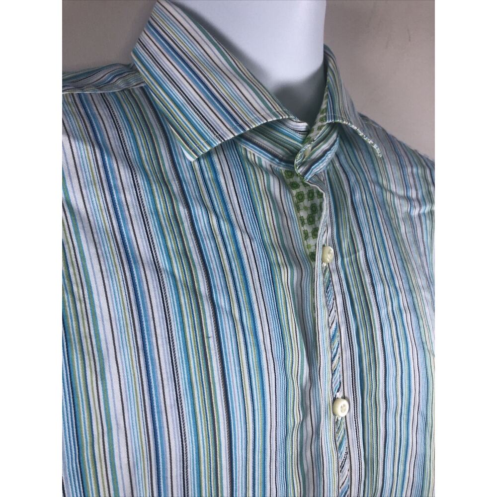 Thomas Dean Men's Long Sleeve Button Down Shirt Pima Cotton Size Large
